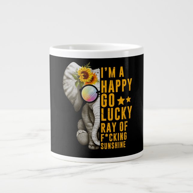 Sunshine Sunflower Positive Quote Elephant Giant Coffee Mug (Front)
