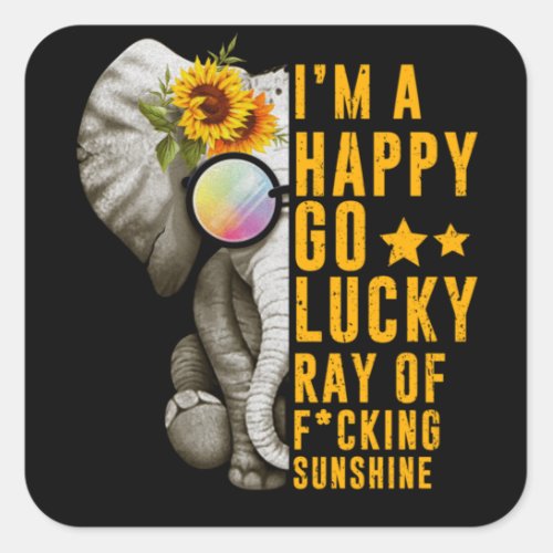 Sunshine Sunflower Positive Quote Elephant Square Sticker