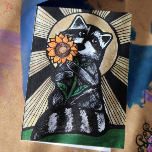 Sunshine Sunflower Raccoon                         Card