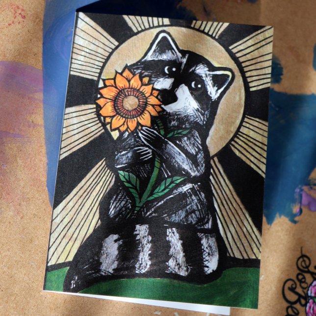 Sunshine Sunflower Raccoon                         Card (Creator Uploaded)