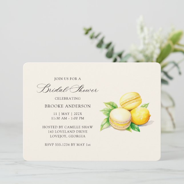 Sunshine & Sweets Lemon Bridal Shower Invitations (Standing Front)