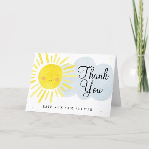 Sunshine Thank You Card Baby Shower or Birthday