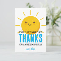 Sunshine Thank You ,Summer Teacher Appreciation