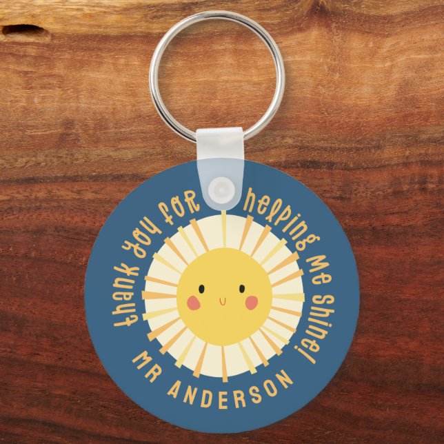 Sunshine thank you teacher modern elegant keychain (Back)