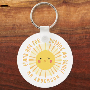 Sunshine thank you teacher modern elegant keychain