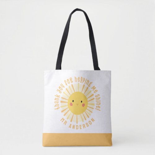 Sunshine thank you teacher modern elegant tote bag