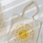 Sunshine thank you teacher modern elegant tote bag<br><div class="desc">Sunshine thank you teacher modern elegant typography gift. With hand lettered modern fun thank you for helping me shine script and pretty sun design,  and space for the teachers name name. The perfect end of year,  Christmas or holiday gift for your favourite teacher.</div>