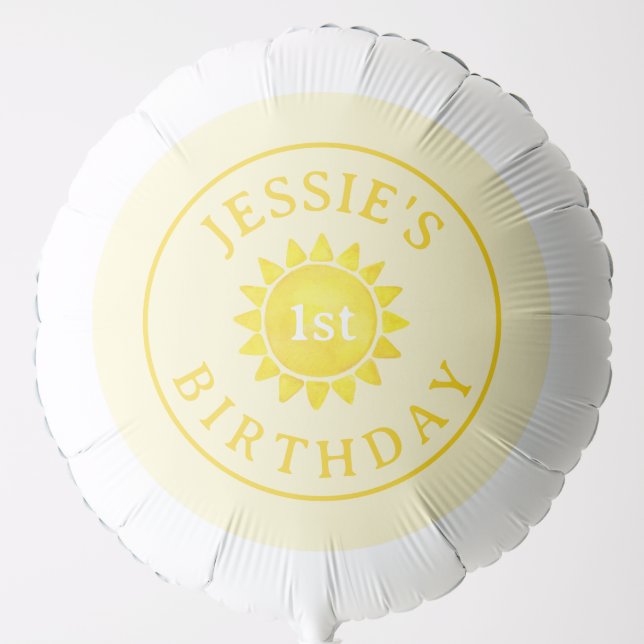 Sunshine Theme 1st Birthday Balloon – Boho First T (Front)