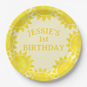 Sunshine Theme 1st Birthday Paper Plates – Little