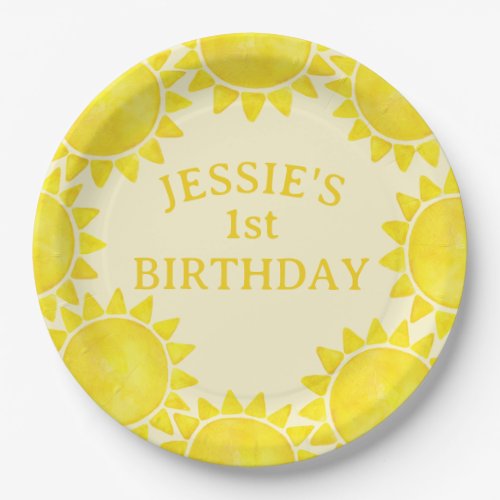 Sunshine Theme 1st Birthday Party Paper Plates