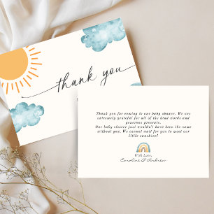 Sunshine Themed Baby Shower Thank You Card
