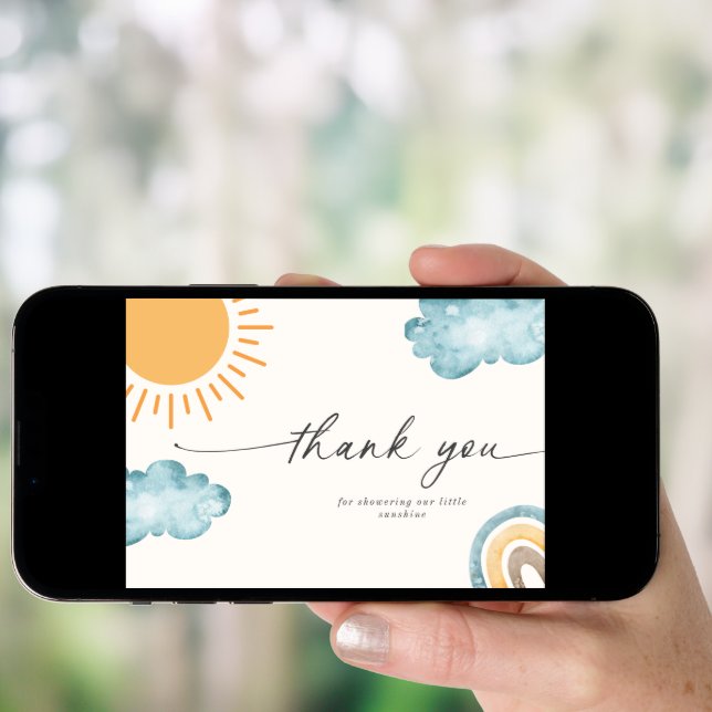Sunshine Themed Baby Shower Thank You Card (Front Digital)