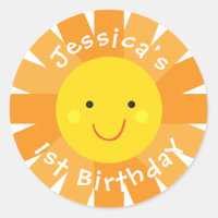 Sunshine Themed Birthday Sticker- Bday Labels