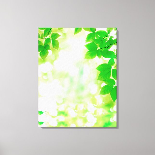 Sunshine through leaves, close-up canvas print (Front)