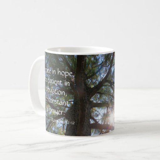 Sunshine thru Pine Tree, Bible Verse Hope & Prayer Coffee Mug Zazzle