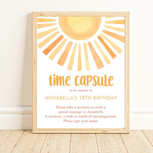 Sunshine Time Capsule 1st birthday gender neutral Poster