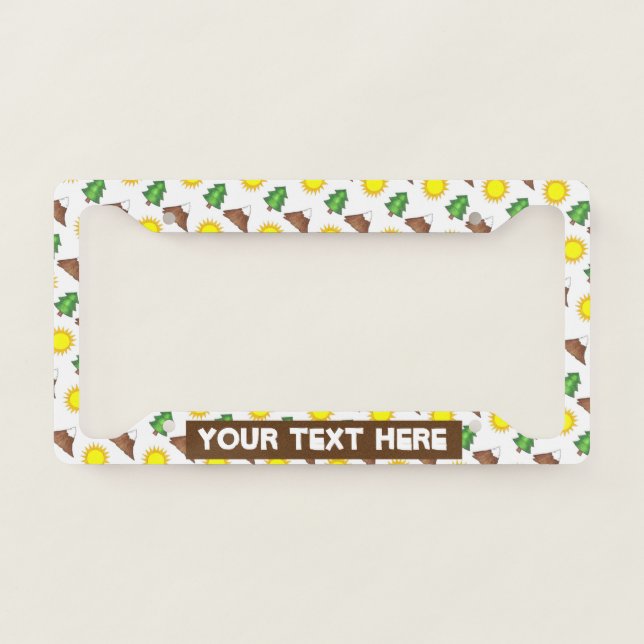 Sunshine Tree Mountain Hiking Woods Outdoor Camp License Plate Frame (Front)