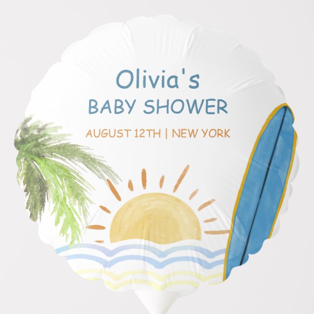 Sunshine Tropical Surfing Baby Shower  Balloon (Front)