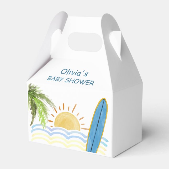 Sunshine Tropical Surfing Baby Shower  Favor Boxes (Front Side)