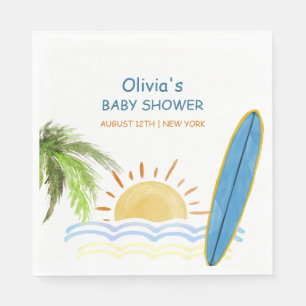 Sunshine Tropical Surfing Baby Shower Napkins