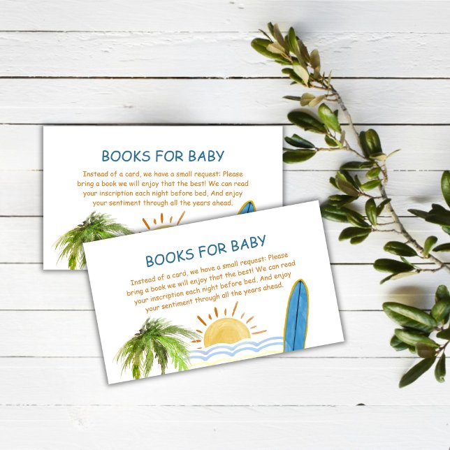 Sunshine Tropical Surfing Books For Baby Shower  Enclosure Card (Sunshine Tropical Surfing Books For Baby Shower Enclosure Card)