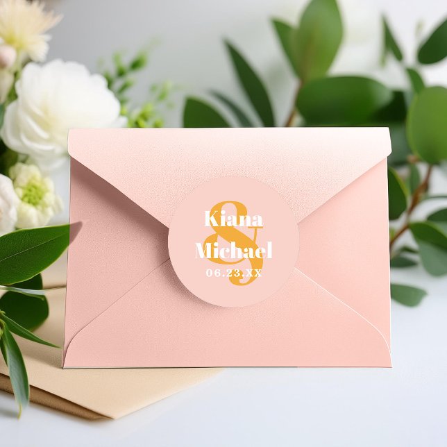 Sunshine Typography Names Ampersand Pink ID1048 Classic Round Sticker (Creator Uploaded)