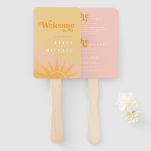 Sunshine Typography Wedding Butter/Blush ID1048 Hand Fan