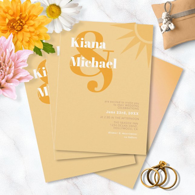 Sunshine Typography Wedding Butter Yellow ID1048 Invitation (Creator Uploaded)