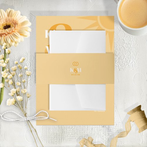 Sunshine Typography Wedding Butter Yellow ID1048 Invitation Belly Band