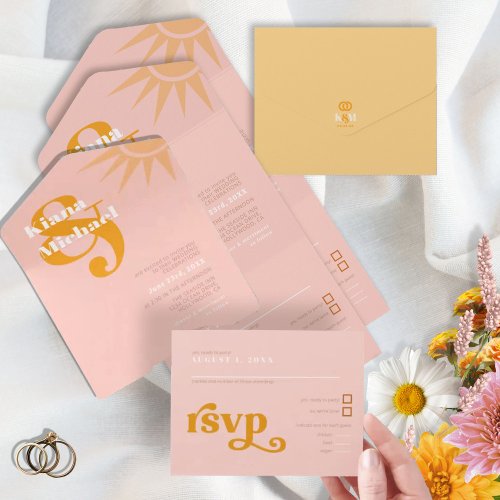 Sunshine Typography Wedding PinkButter ID1048 All In One Invitation