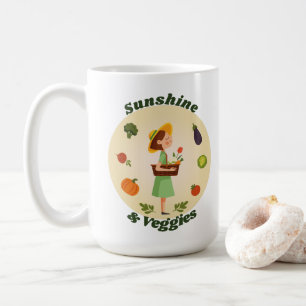 Sunshine & Veggies   Custom Garden Girl Coffee Mug