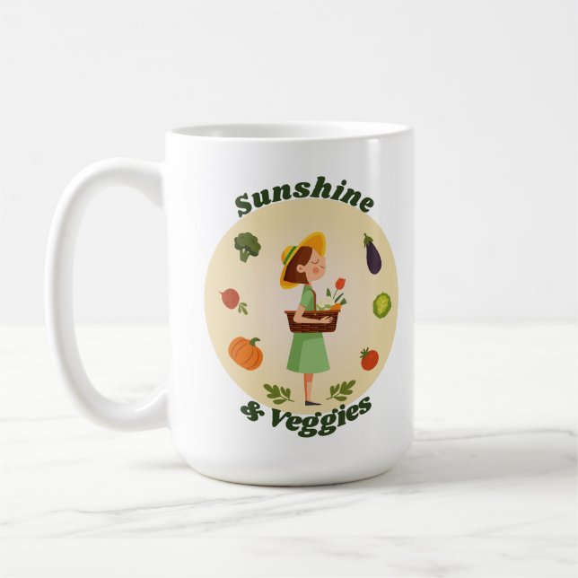 Sunshine & Veggies | Custom Garden Girl Coffee Mug (Left)