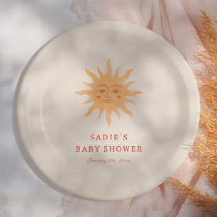 Sunshine Vintage Sun Baby Shower Paper Plates