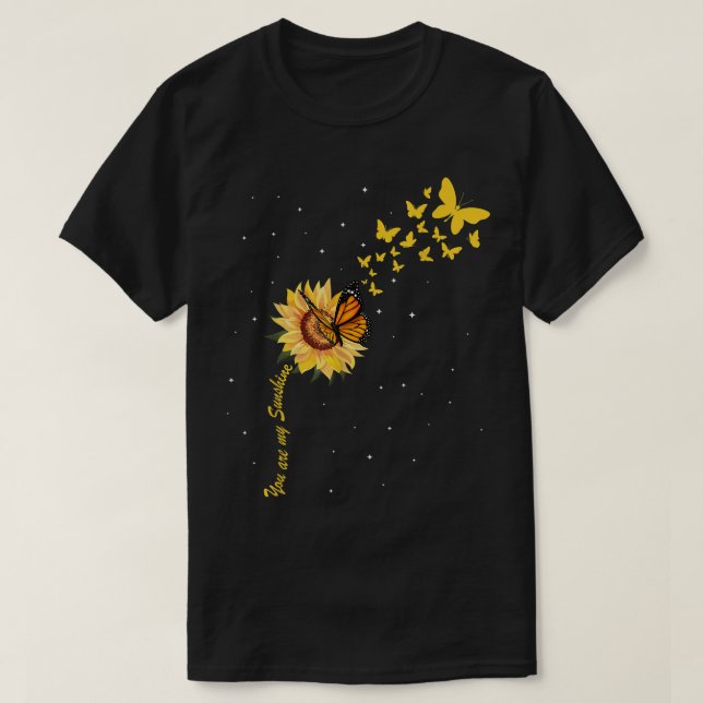 Sunshine Vintage sunflower with butterfly Monarch  T-Shirt (Design Front)