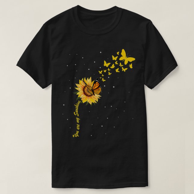 Sunshine Vintage sunflower with butterfly Monarch  T-Shirt (Design Front)