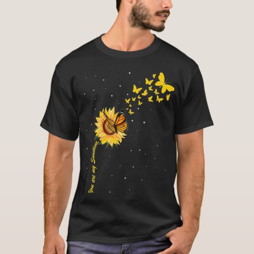 Sunshine Vintage sunflower with butterfly Monarch  T_Shirt