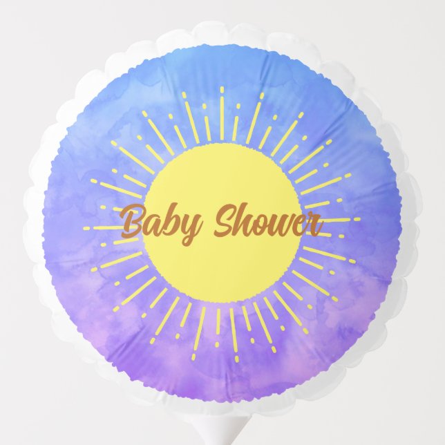 Sunshine Watercolor Baby Shower Background Custom  Balloon (Back)