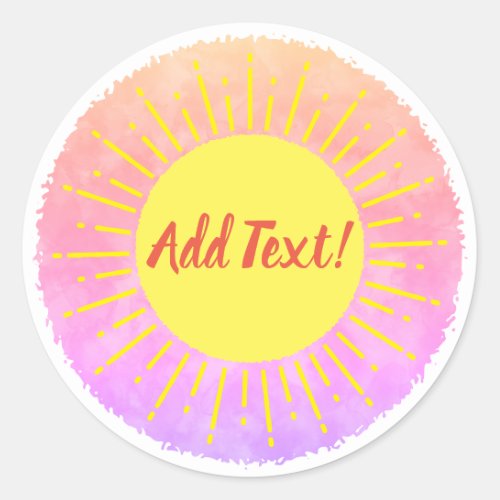 Sunshine Watercolor Baby Shower Background Custom  Classic Round Sticker