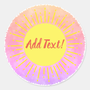 Sunshine Watercolor Baby Shower Background Custom Classic Round Sticker