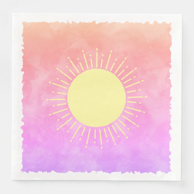 Sunshine Watercolor Baby Shower Background Custom  Paper Dinner Napkins (Front)