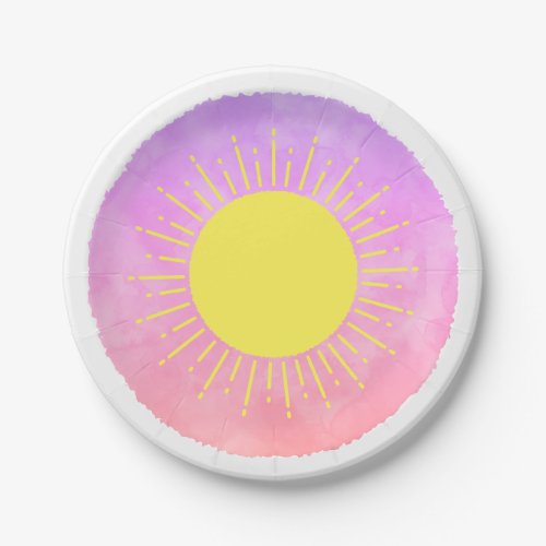 Sunshine Watercolor Baby Shower Background Custom  Paper Plates