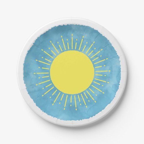 Sunshine Watercolor Baby Shower Background Custom  Paper Plates