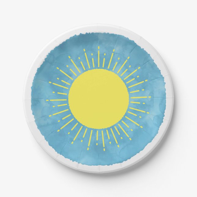Sunshine Watercolor Baby Shower Background Custom  Paper Plates (Front)
