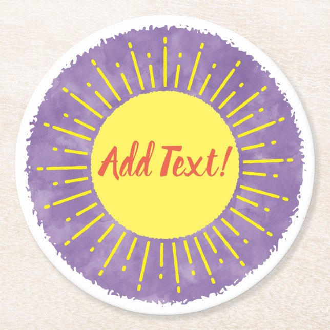 Sunshine Watercolor Baby Shower Background Custom  Round Paper Coaster (Front)