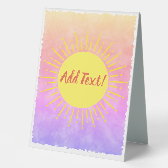 Sunshine Watercolor Baby Shower Background Custom  Table Tent (Front)
