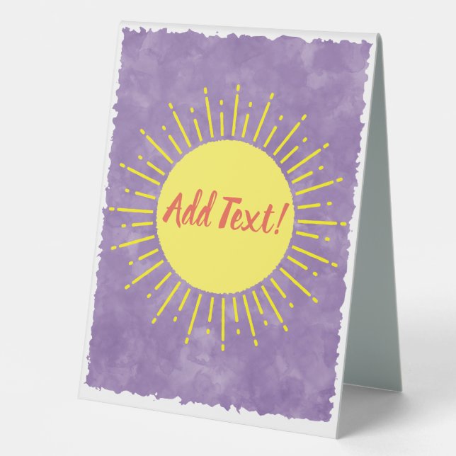 Sunshine Watercolor Baby Shower Background Custom  Table Tent (Front)
