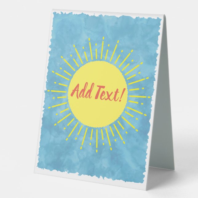 Sunshine Watercolor Baby Shower Background Custom  Table Tent (Front)