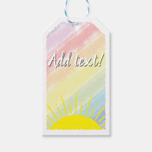 Sunshine Watercolor Baby Shower Pastel Rainbow  Gift Tags