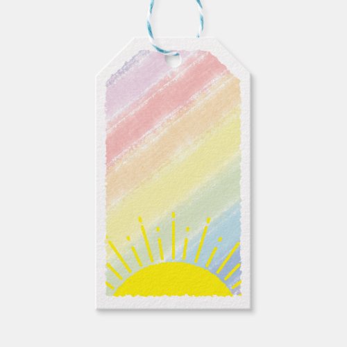 Sunshine Watercolor Baby Shower Pastel Rainbow  Gift Tags