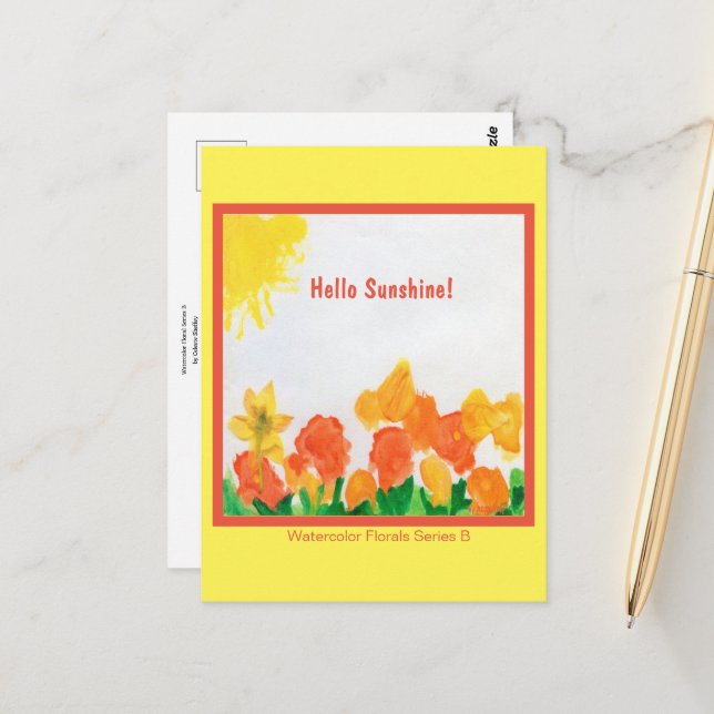 Sunshine Watercolor Floral   Postcard (Front/Back In Situ)